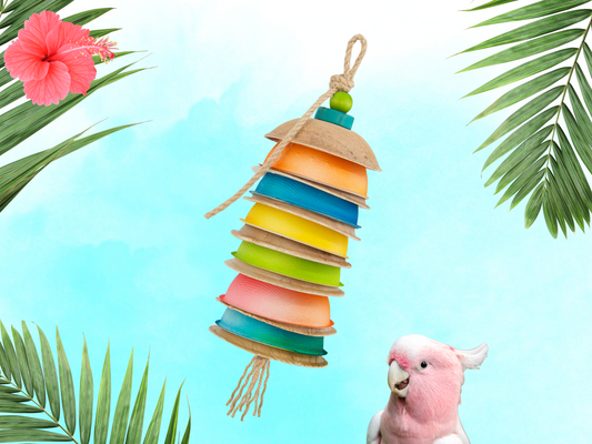 PARROT PALM™ shredder / made of natural palm leaves and bird-safe woods by Kona Bird Toys™