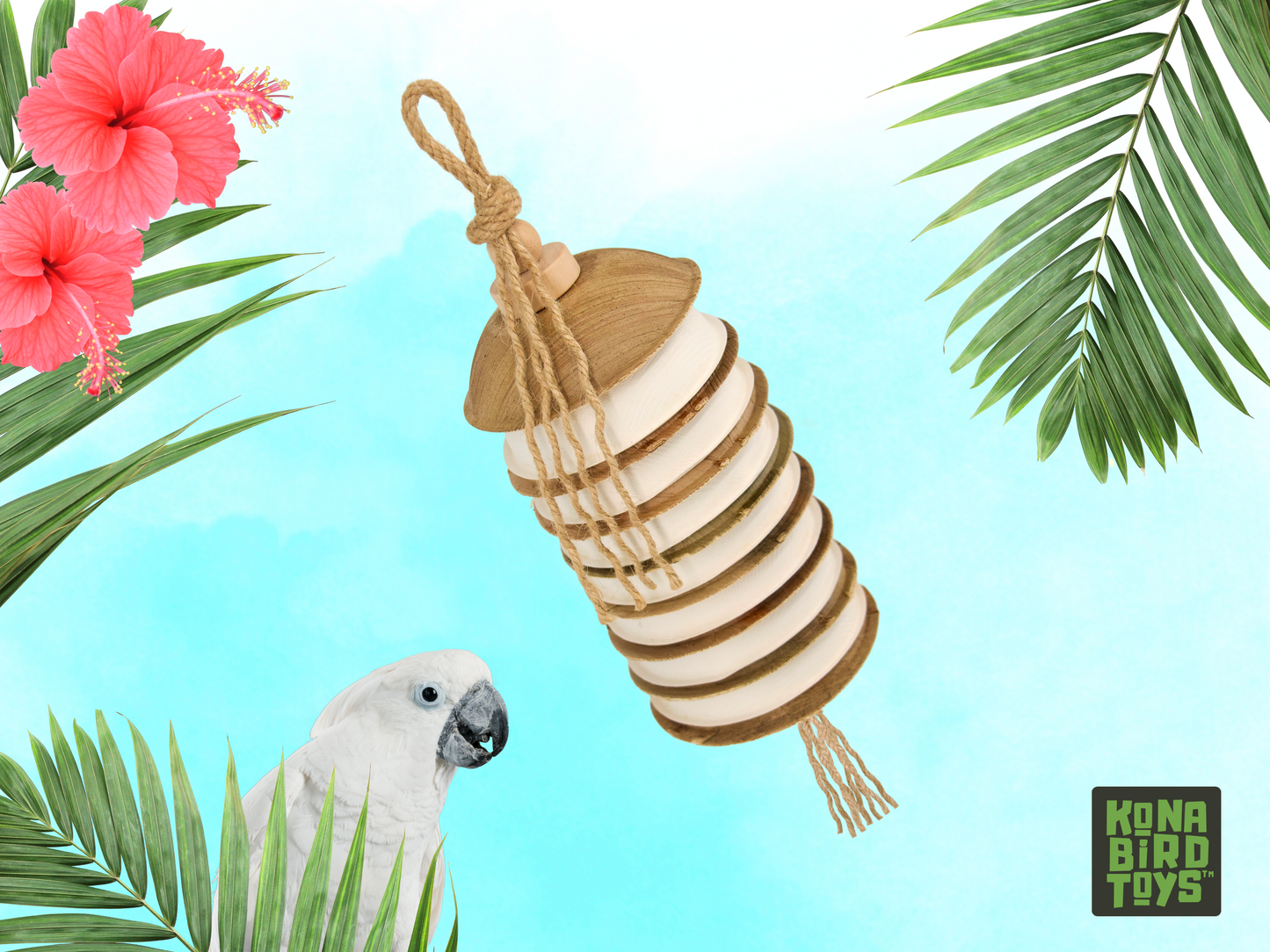 PARROT PALM™ shredder / 100% natural / made of palm leaves and bird-safe woods by Kona Bird Toys™