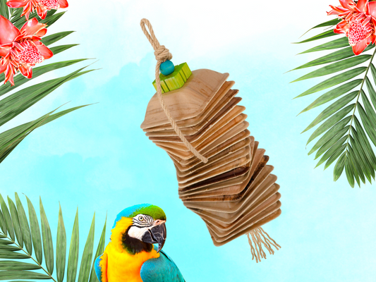 PARROT PALM™ shredder / made of natural palm leaves and bird-safe woods by Kona Bird Toys™