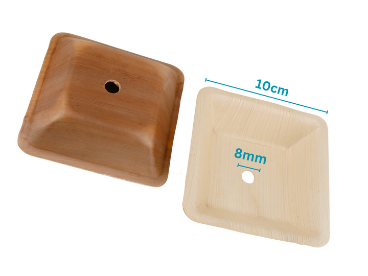 Set of 50 PALM LEAF SAUCERS for pole refills and making bird toys! | Square | Large