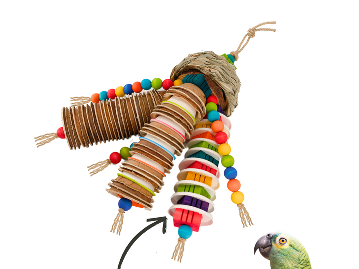 Set of 50 PAPER ROUNDS—small, round discs made from all-natural sugarcane fiber. Ideal for pole refills and building eco-friendly, safe bird toys at home!