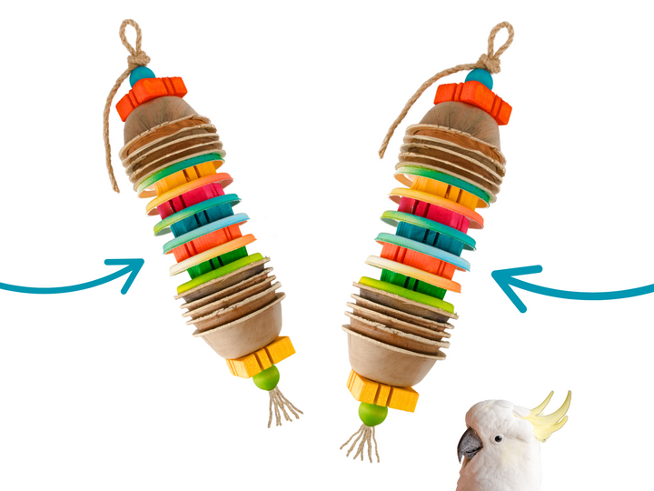 Set of 50 PAPER ROUNDS—small, round discs made from all-natural sugarcane fiber. Ideal for pole refills and building eco-friendly, safe bird toys at home!
