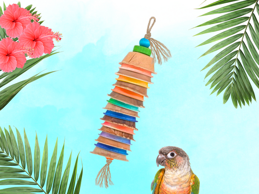 PARROT PALM™ shredder / made of natural palm leaves and bird-safe woods by Kona Bird Toys™