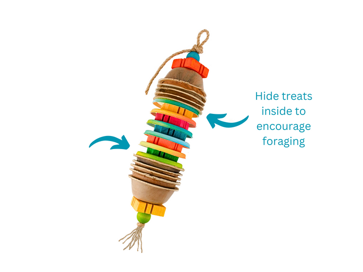 PARROT PALM SHREDDERS™ | Set of Two | Natural chew and foraging toys made of palm leaves and bird-safe woods | Large bird toys