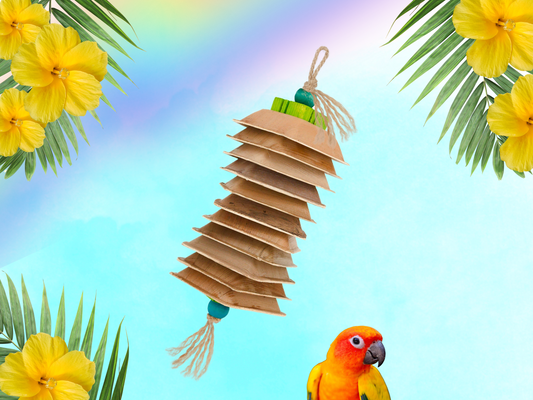 PARROT PALM™ shredder / made of natural palm leaves and bird-safe woods by Kona Bird Toys™
