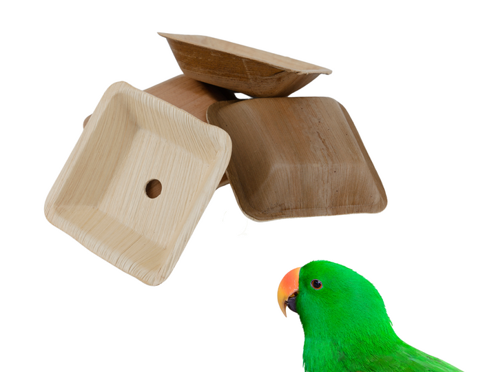 PALM LEAF BOWLS for pole refills and making bird toys | Square Medium Bowls | Bird toy parts
