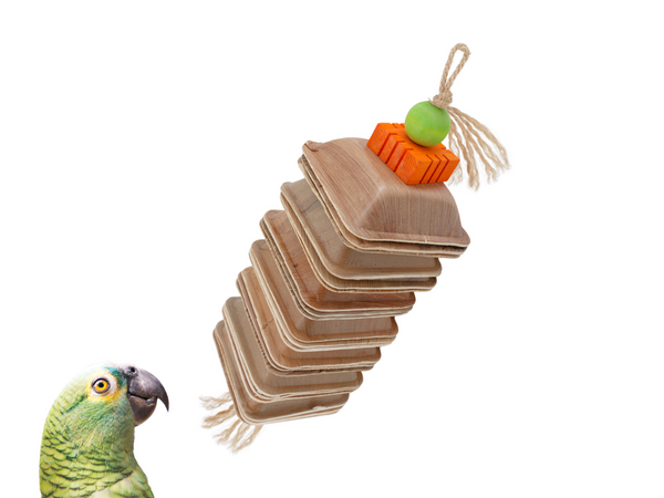 PARROT PALM SHREDDERS™ | Large bird toys made of natural palm leaves and colorful bird-safe woods