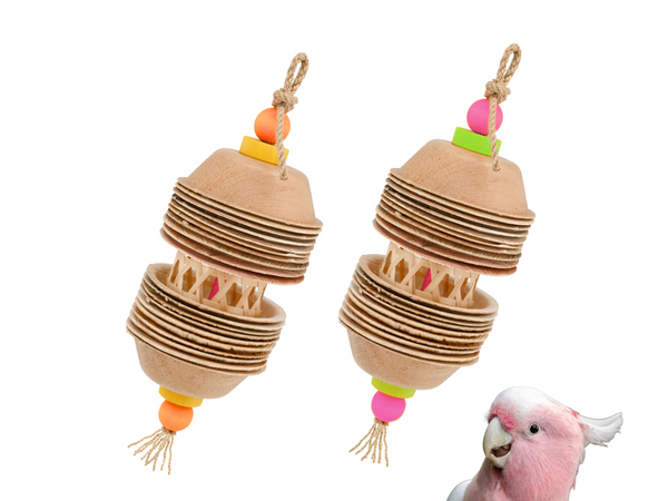 PARROT PALM SHREDDERS™ | Set of Two | Natural foraging toys made of palm leaves and bamboo | Large bird toys