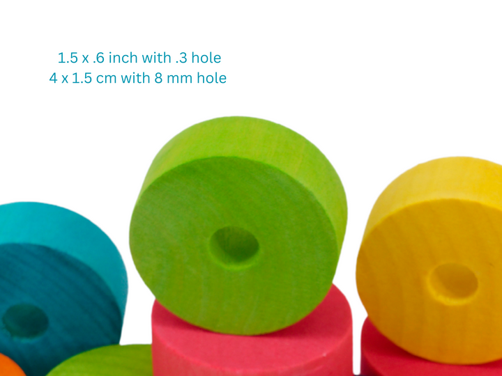 Colorful large round blocks -wood bird toys for refilling Jangly Poles™