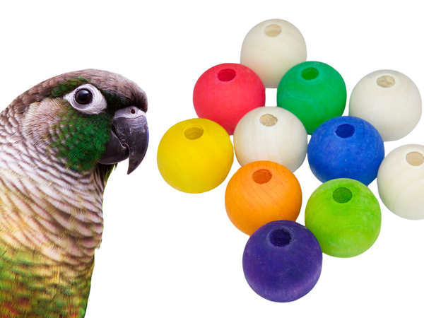 WOOD BEADS for bird toys, poles and skewers | Set of 50 | Bird toy parts | Small | 20mm with 5mm hole