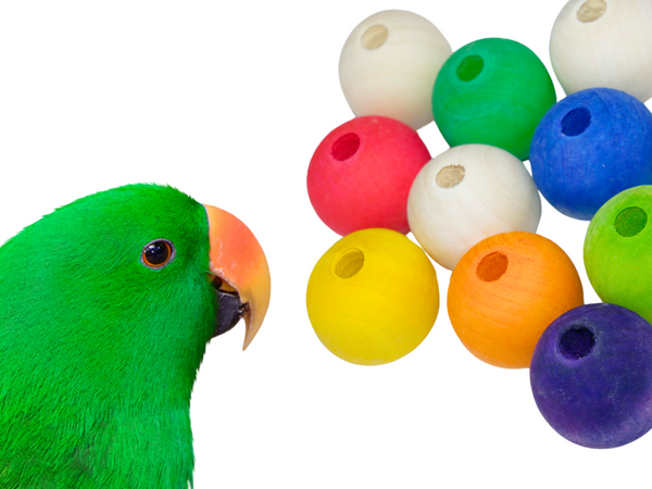WOOD BEADS for bird toys, poles and skewers | Set of 50 | Bird toy parts | Medium | 25mm with 5mm hole