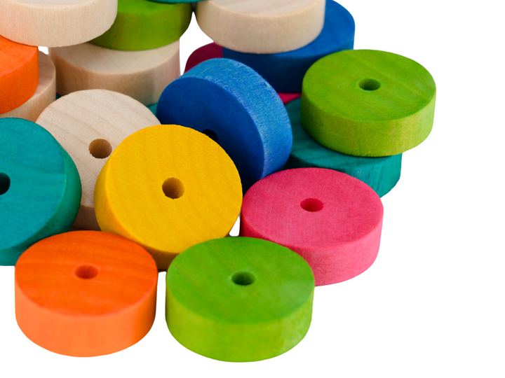 WOOD DISCS | Set of 50 | Beads for bird toys, poles and skewers | bird toy parts | Small