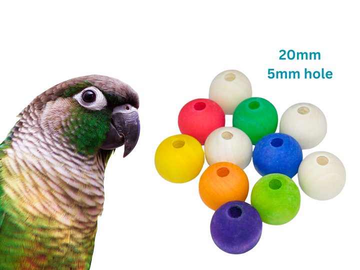 Colorful wood beads for refilling Jangly Pole™ bird toy holder