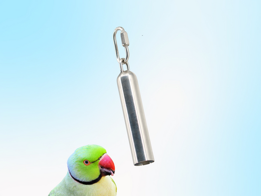 STAINLESS STEEL BIRD BELL / with heavy-duty precision-threaded  quick-link / parrot toy