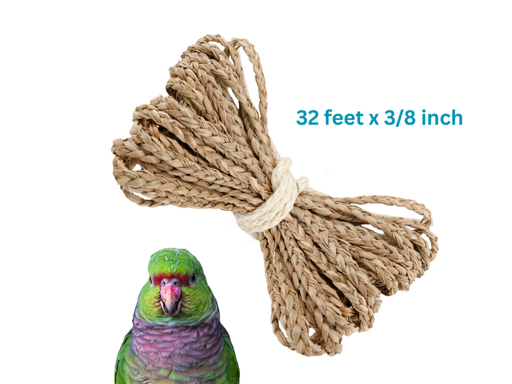 BRAIDED SEAGRASS SHREDDER | 32 Feet | Bird Toys Part | Jangly Ring™ refill
