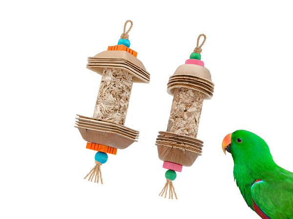 PARROT PALM SHREDDERS™ | Set of Two | Large natural palm leaf shredders with crunchy palm leaf saucers | Foraging bird toys