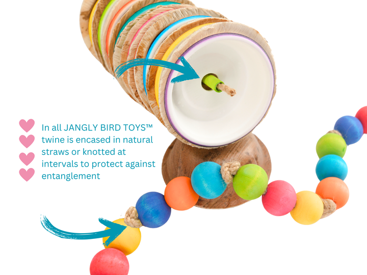 PARROT PALM SHREDDER™ | Large chew toy made of natural palm leaves and bird-safe woods | Large bird toy