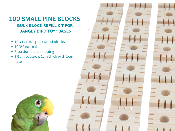 PINE BLOCKS for custom bird toys and pole refills | Set of 100 | Small
