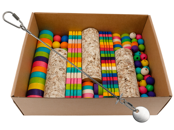 Bird toys - blocks and beads with refillable Jangly Pole™
