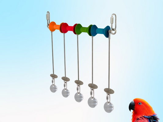 JANGLY WALL OF TOYS™ / large / The ultimate parrot playstation! / Stainless steel bird toy holder / Sustainable and reusable bird toy base / poles / skewers