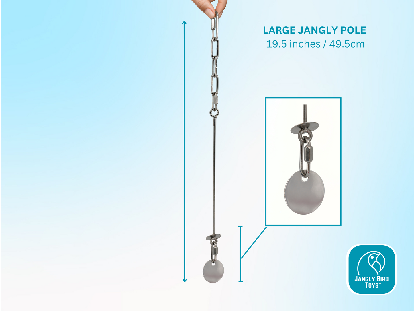 LARGE JANGLY POLE™ WITH TOYS / Stainless Steel Parrot Toy Base / Skewer / Sustainable and reusable bird toy holder / Comes loaded with toys!