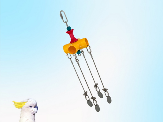 GANGLY JANGLY™ / large / stainless steel parrot toy holder / Sustainable and reusable bird toy base / Safe alternative to rope and twine / poles / skewers