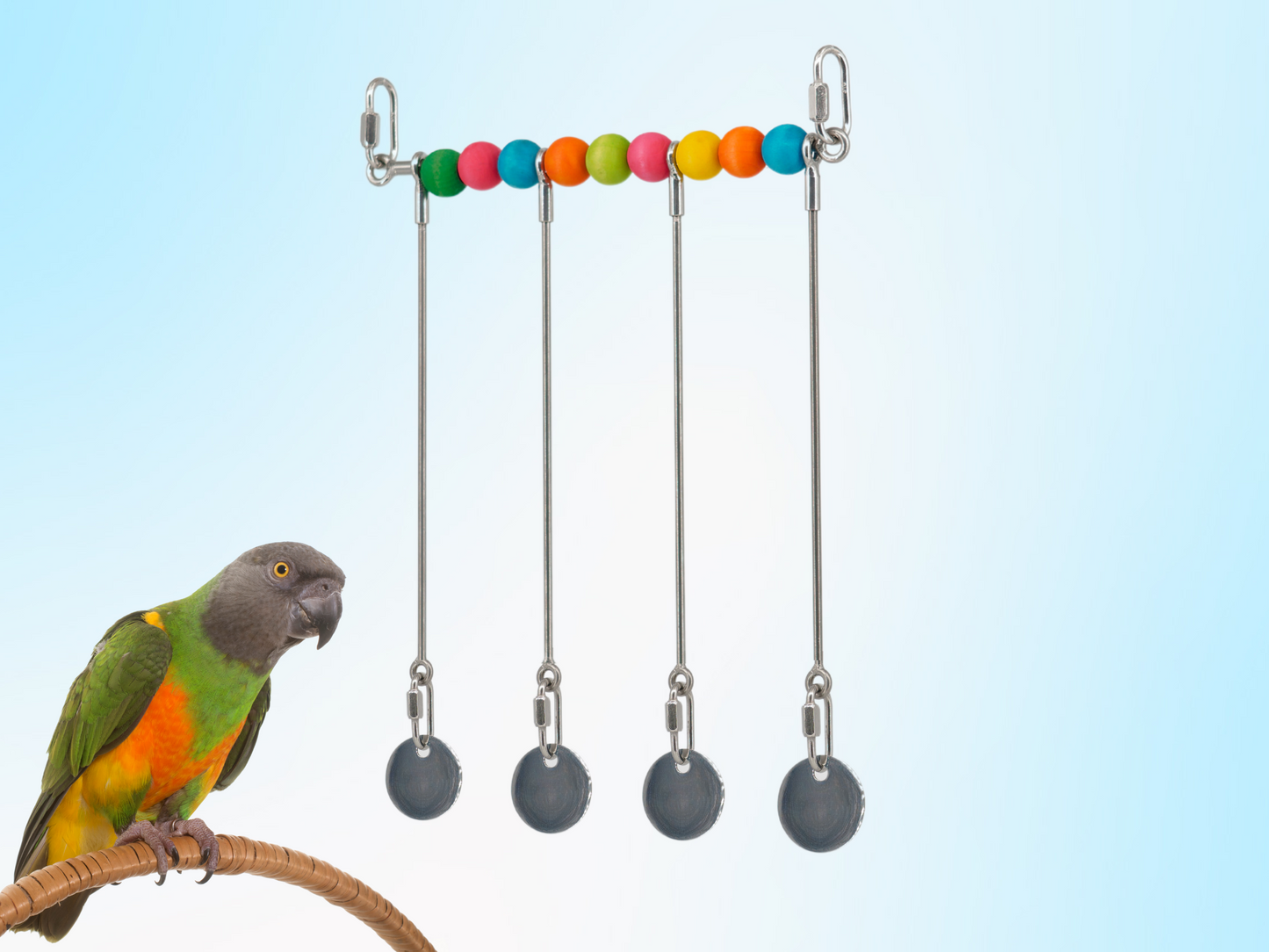 JANGLY WALL OF TOYS™ / medium / The ultimate parrot playstation! / Stainless steel bird toy holder / Sustainable and reusable bird toy base / poles / skewers