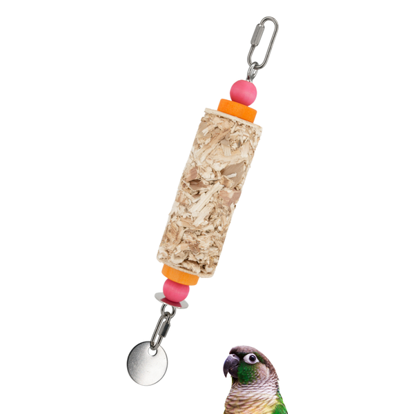 JANGLY POLE™ | Refillable stainless steel parrot toy base with palm leaf shredder | Medium