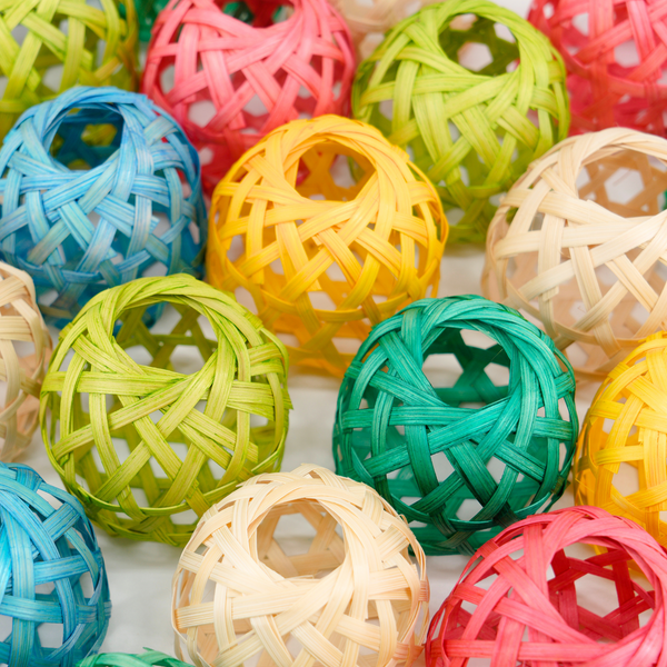 BAMBOO BALLS for refilling poles, foraging trays, making bird toys and going Godzilla | Set of Six