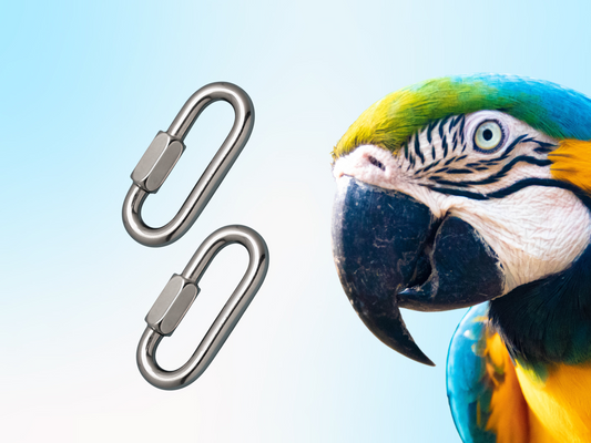 QUICK LINKS / EXTRA-LARGE / SET OF TWO / Stainless Steel Bird Toy Hanger / Bacteria resistant and dishwasher safe