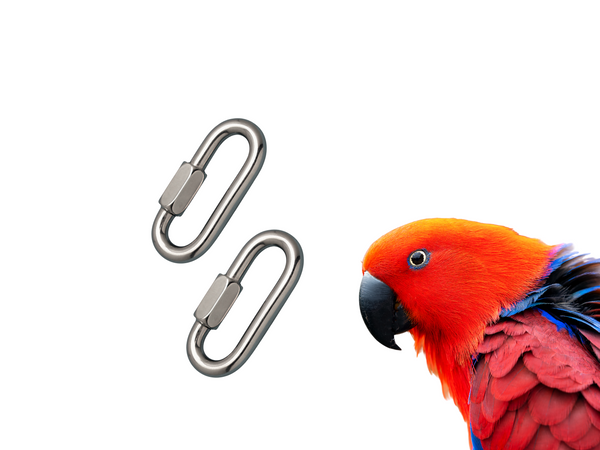 Set of Two QUICK LINKS // Medium-Large Stainless Steel Bird Toy Hanger // Bacteria resistant and dishwasher safe