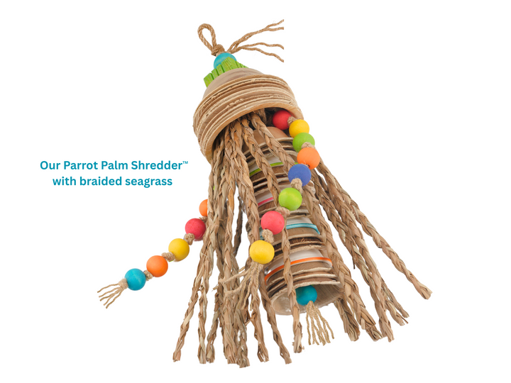 BRAIDED SEAGRASS SHREDDER | 32 Feet | Bird Toys Part | Jangly Ring™ refill