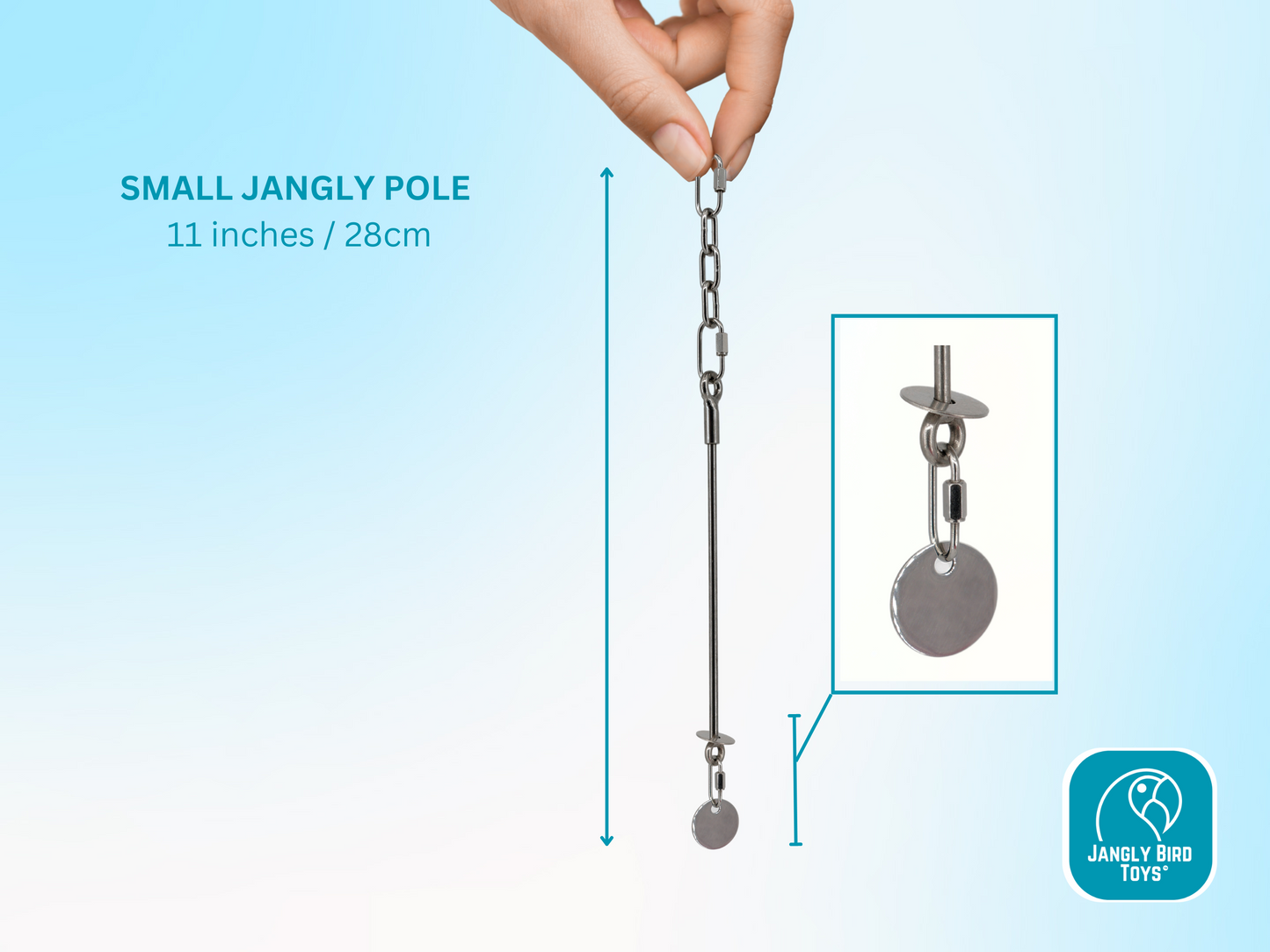 SMALL JANGLY POLE™ WITH TOYS / Stainless steel parrot toy base / Skewer / Sustainable and reusable bird toy holder