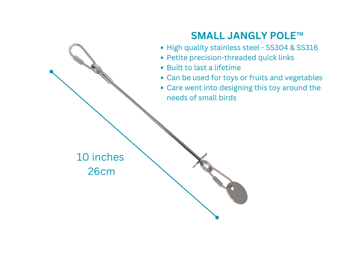 Small Jangly Pole with specifications on a white background