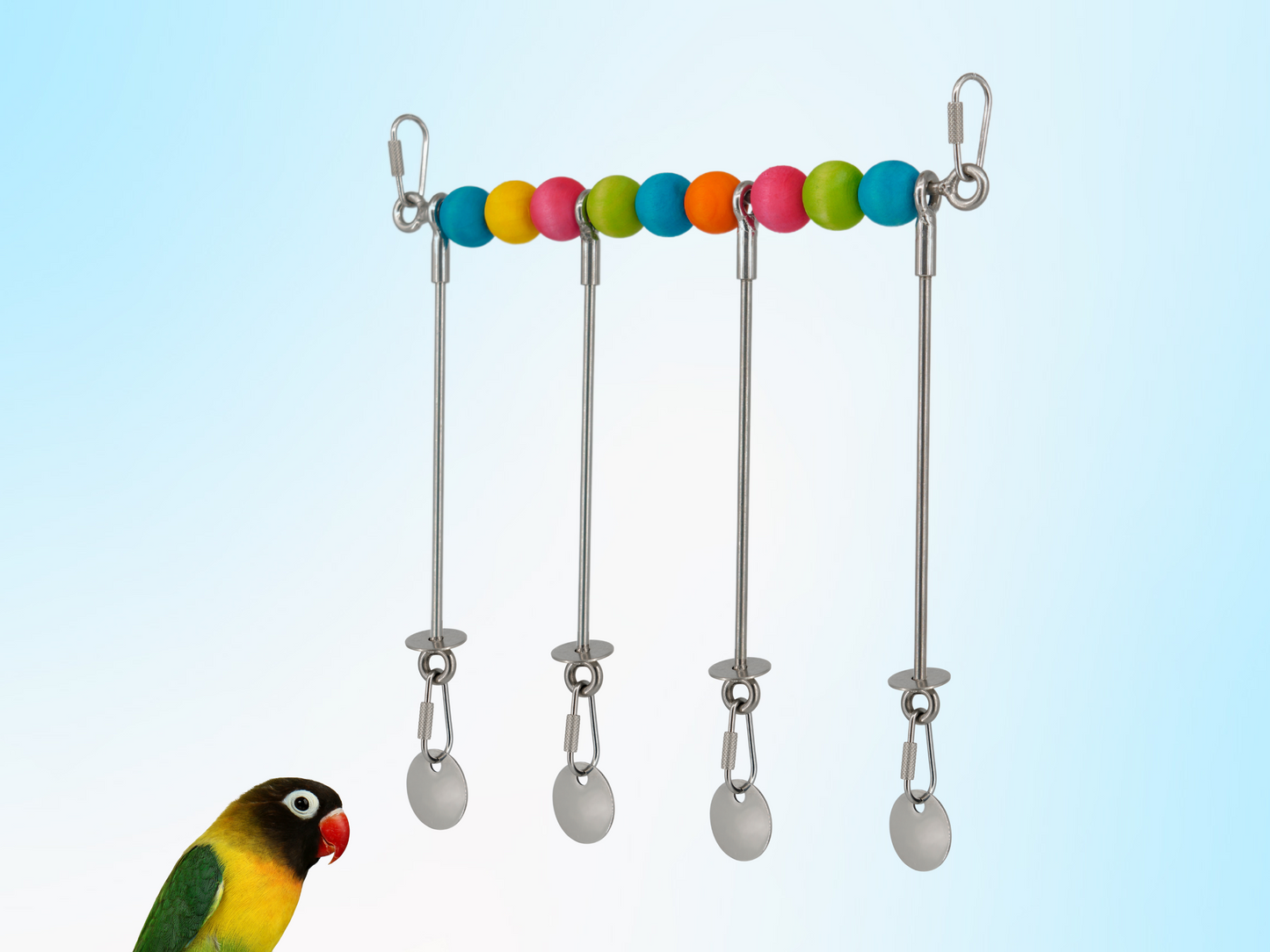 JANGLY WALL OF TOYS™ / small / The ultimate parrot playstation! / Stainless steel bird toy holder / Sustainable and reusable bird toy base / poles / skewers